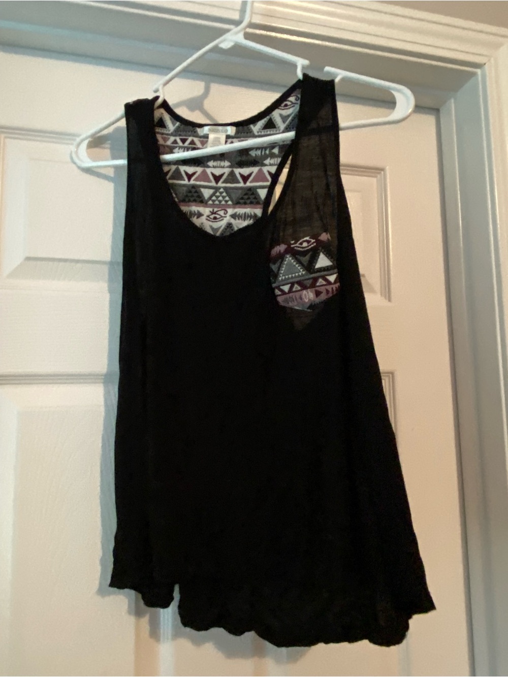 Bozzolo Black Tank with Geometric Accent Pocket - Picture 1 of 3